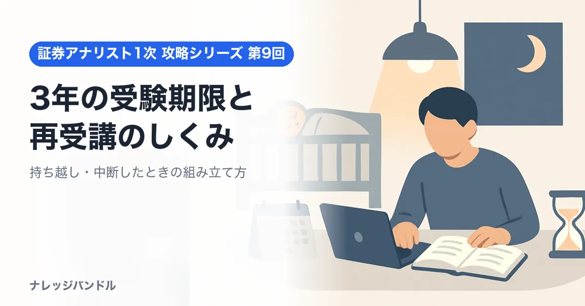 証券アナリスト1次の受験期限3年と再受講