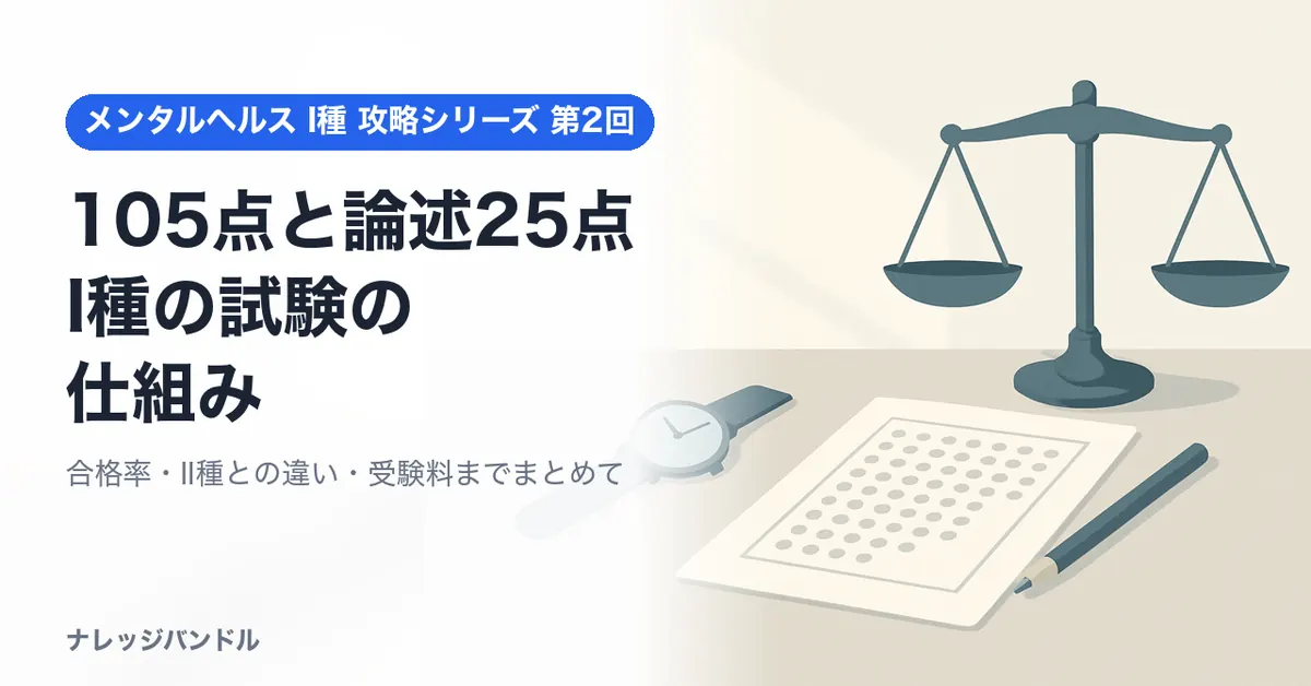 メンタルヘルス・マネジメント検定I種の試験の仕組み:合格基準(105点と論述25点)・合格率・II種との違い【2026年版】