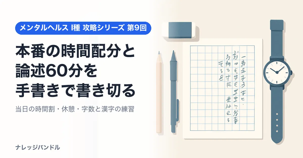 メンタルヘルス・マネジメント検定I種 時間配分と論述の手書き練習