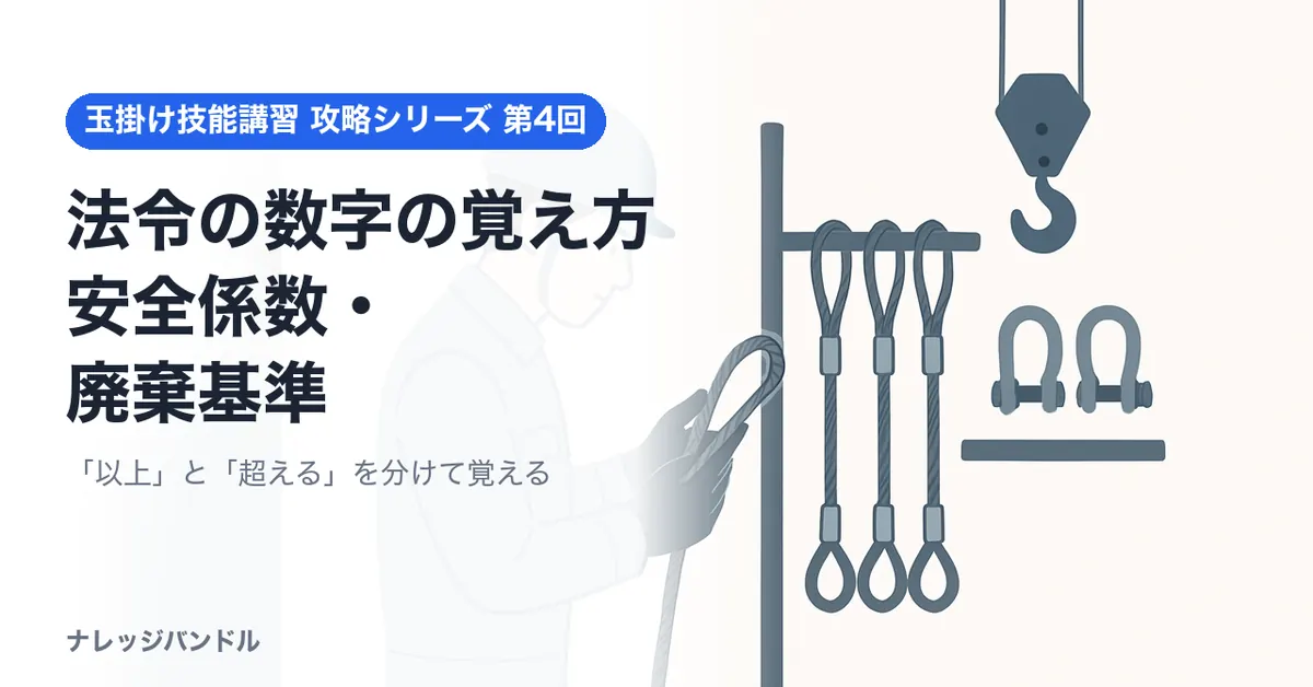 玉掛け技能講習の法令：安全係数・廃棄基準など数字の覚え方